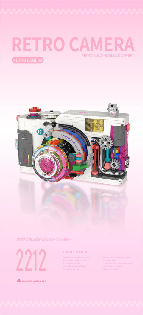 Retro DSLR Camera Assembly 500+ pieces Building Block Detachable Mechanical Trendy Punk Style Model