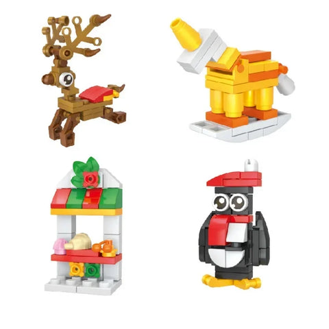 Christmas Advent Calendar Building Blocks Toys Christmas Reindeer Santa Claus Building Blocks Gifts Box