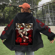 Anime Demon Slayer Doma Zipper Hoodie Harajuku Hip Hop Pullover Tops Sweatshirt Gift