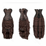 Steampunk Pirate Costume for Women – Cagalli Yulia cosplay Leather Corset Top with Drawstring Skirt Plus Size