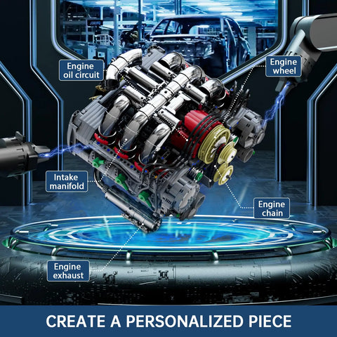 Engine Building Blocks Model Series Technical STEM Toys Moc Tank V8 Engine Supercar W16 Bricks Assembly Toy Set Kids Adults Gift
