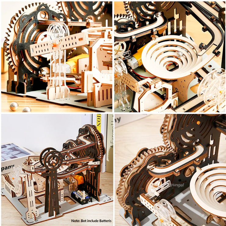3D Wooden Marble Run Set – DIY Assembly Mechanical Model Kit