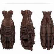 Steampunk Pirate Costume for Women – Cagalli Yulia cosplay Leather Corset Top with Drawstring Skirt Plus Size
