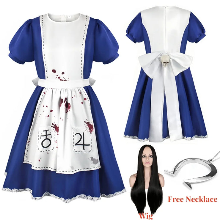Alice Princess Cosplay Dress – Maid Apron Costume from Madness Returns for Women & Girls Halloween or Party Wear