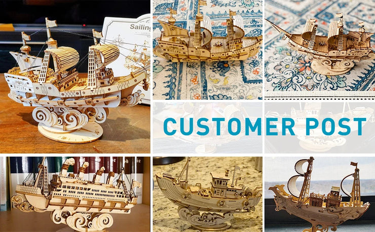 Robotime Vintage Wooden Watercraft Model Kit 3D Wooden Puzzle Best Gift Ideas for Adults Sailling Ship
