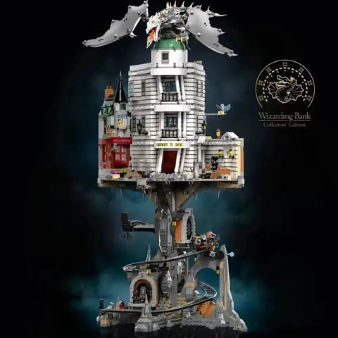 4803pcs Gringotts Wizard Classic Bank Street View Model Building Kits Construction Block with 13 mini figures