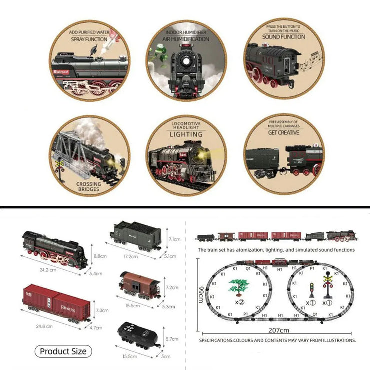 Remote Control Electric Train Set – Classic Model with Assembled Railway Tracks, Light & Sound for Kids