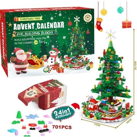 Christmas Advent Calendar Building Block Countdown 24 Days Xmas Christmas Tree Santa Deer Bricks Model Toys For Xmas Kids Gift
