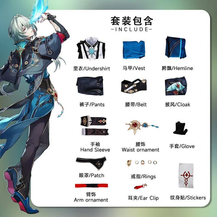Anaxagoras Cosplay Costume – Honkai: Star Rail Uniform with Wig from Grove of Epiphany Amphoreus for Men and Women, Ideal for Halloween Events