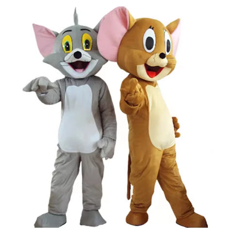 Tom & Jerry Mascot Costume Set – Cartoon Cosplay for Advertising, Parties, Carnival & Halloween Events