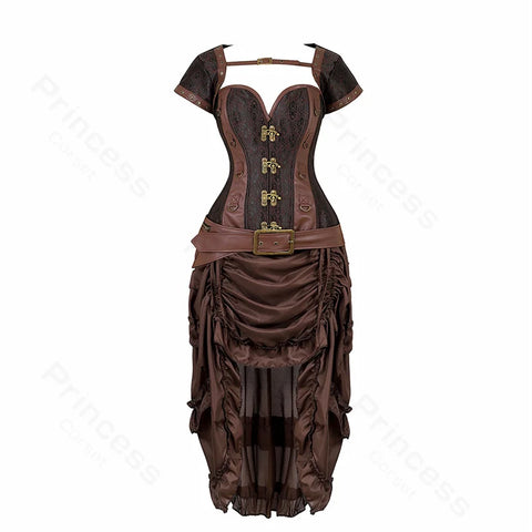 Steampunk Pirate Costume for Women – Cagalli Yulia cosplay Leather Corset Top with Drawstring Skirt Plus Size