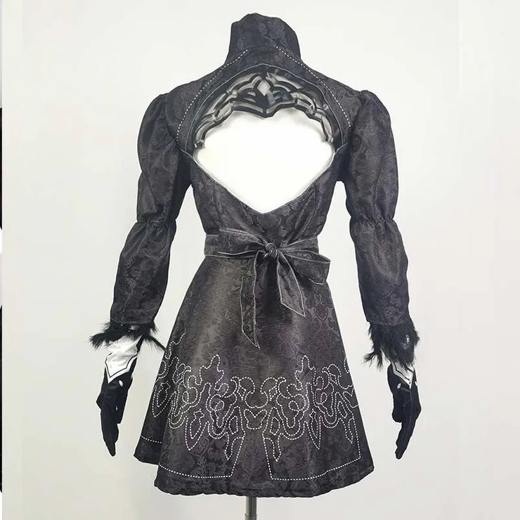 Big Size Yorha 2B Cosplay Costume Black Leotard Dress 2B Full Set Halloween Shojou Magical Girl Outfits Wig Gloves Eyemask Socks