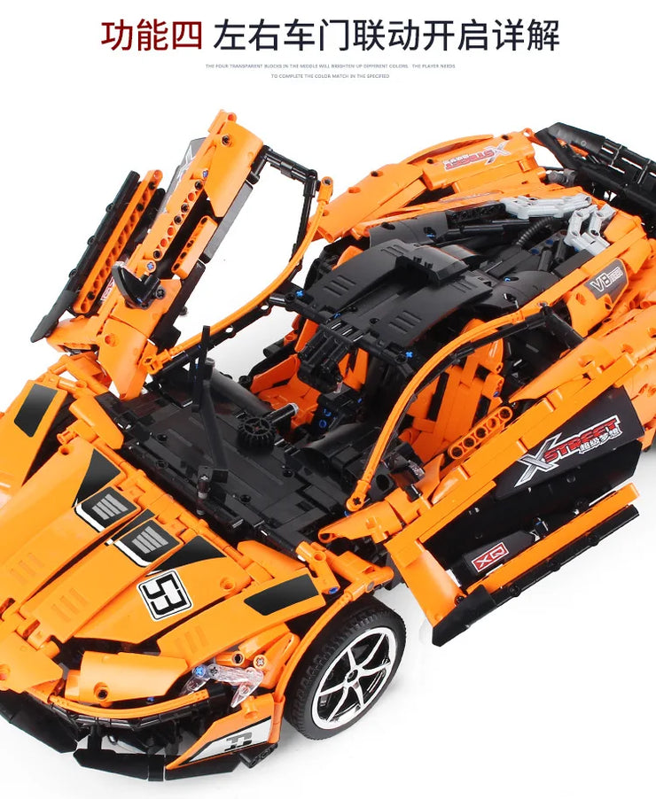 MOC Technical Sports Car BlackKnight P1 Building Bricks