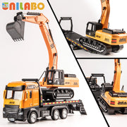 Alloy Construction Vehicle Set with Container Truck, Tower Crane & Excavator – STEM Toy for Ages 3–8