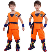 Son Goku and Krillin Cosplay Costumes – Halloween Suits with Tail, Wristband, and Super Saiyan Wig for Adults and Kids