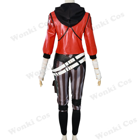 Arcane Vi Cosplay Costume Wig Hair for Anime Jinx Sister Cosplay Outfits Vi Cosplay Shoes Boots Leather Jacket