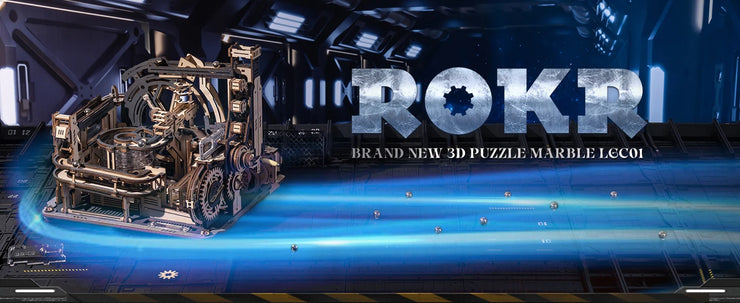 Robotime ROKR Marble Spaceport Electric Model Kit – 3D Wooden Puzzle