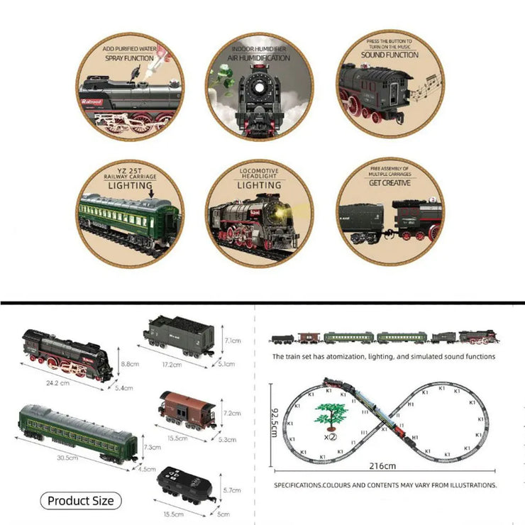 Remote Control Electric Train Set – Classic Model with Assembled Railway Tracks, Light & Sound for Kids