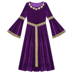 Girls Medieval Renaissance Velvet Dress Princess Queen Cosplay Costume Party Dress