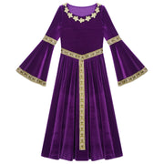Girls Medieval Renaissance Velvet Dress Princess Queen Cosplay Costume Party Dress
