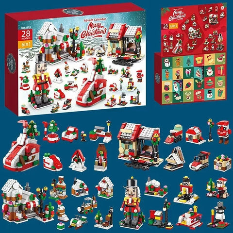 Christmas Advent Calendar Building Block Countdown 24 Days Xmas Christmas Tree Santa Deer Bricks Model Toys For Xmas Kids Gift