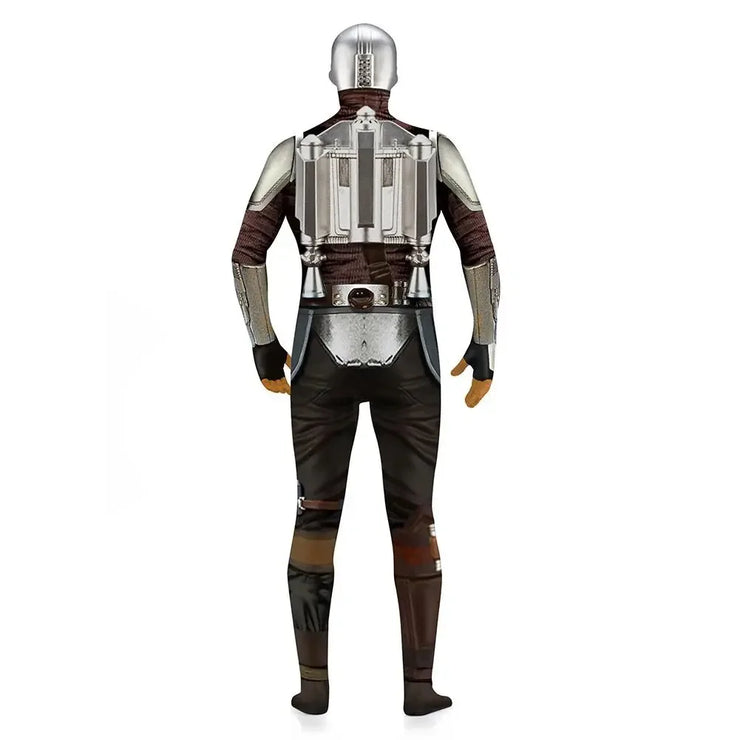 Mandalorian Jumpsuit with Head Cover 3D Bodysuit Cosplay Costume Halloween Masquerade Performance Outfits for Adult Kids