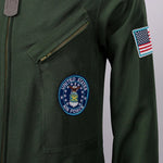 Kids Adults Top Gun Cosplay Bodysuit American Airforce Uniform Halloween Costume Army Green Military Pilot Jumpsuit With Glasses