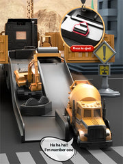 Alloy Construction Vehicle Set – Bulldozer, Crane, Excavator & Truck Models for Kids