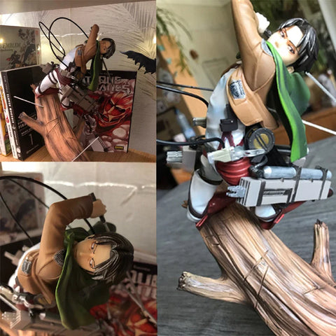 28cm Attack on Titans Levi Ackerman Action Anime Figura Kawai Eren Jaege Mikasa Ackerman The Armored Titan Figure