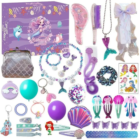 Christmas Advent Calendar Box Princess Dress Up Headwear Jewelry Set cute unicorn toys 24Days Countdown Calendar Xmas Gifts