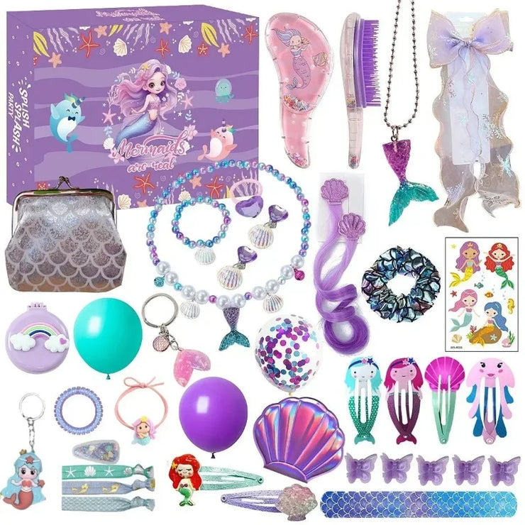 Christmas Advent Calendar Box Princess Dress Up Headwear Jewelry Set cute unicorn toys 24Days Countdown Calendar Xmas Gifts