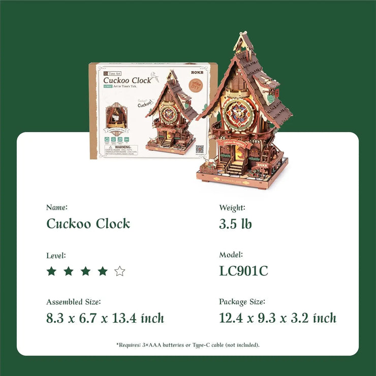 Robotime ROKR Black Forest Cuckoo Clock – 3D Wooden Puzzle Model Kit