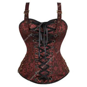 Steampunk Corsets for Women Gothic Corset Bustier Zipper Plus Size Vintage Faux Leather Corset Top Brown Plus Sizes