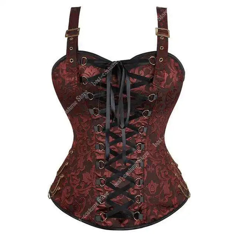 Steampunk Corsets for Women Gothic Corset Bustier Zipper Plus Size Vintage Faux Leather Corset Top Brown Plus Sizes