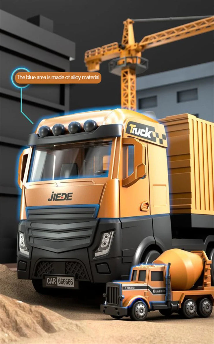 Alloy Construction Vehicle Set – Bulldozer, Crane, Excavator & Truck Models for Kids