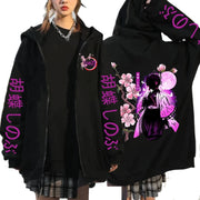 Anime Demon Slayer Zip Up Hoodies Kamado Nezuko And Kamado Tanjirou Print Men Women Harajuku Sweatshirt