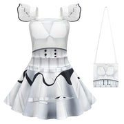 Black Knights Stormtrooper Cosplay Costume – Fancy Dress for Girls Aged 6 to 14, Inspired by Movie Space Battles