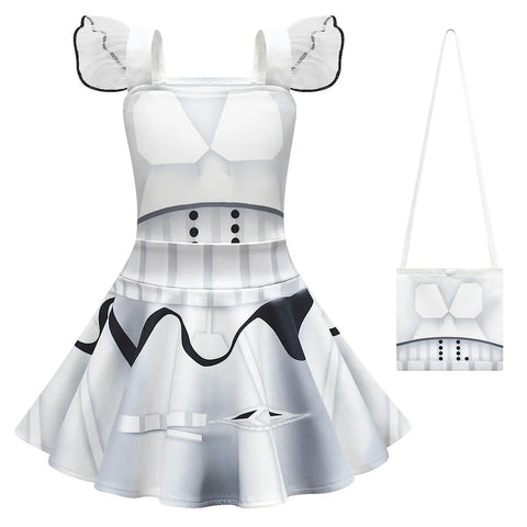 Black Knights Stormtrooper Cosplay Costume – Fancy Dress for Girls Aged 6 to 14, Inspired by Movie Space Battles