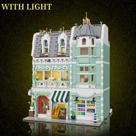 1456/1950/2225 pcs European Market Street Café Villa Store House MINI Bricks Building Blocks City Street View Scene Model