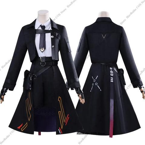 Game Love and Deepspace Anime Cosplay Costume Black Fashion Wig Dress Uniform for Women Girls Halloween Party Role Play