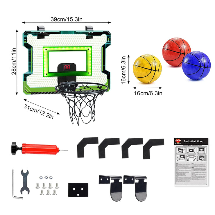 VATOS Mini Basketball Hoop Shooting Game Set Toy Electronic Score Board