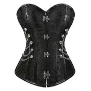 Steampunk Corsets for Women Gothic Corset Bustier Zipper Plus Size Vintage Faux Leather Corset Top Brown Plus Sizes