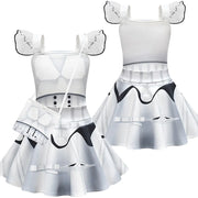Black Knights Stormtrooper Cosplay Costume – Fancy Dress for Girls Aged 6 to 14, Inspired by Movie Space Battles