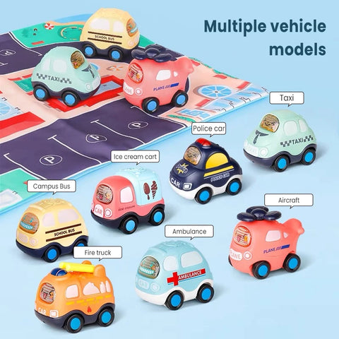 Mini Inertia Fire Engine Vehicle Set – Montessori Crash-Resistant Pull Cars for Ages 0–3