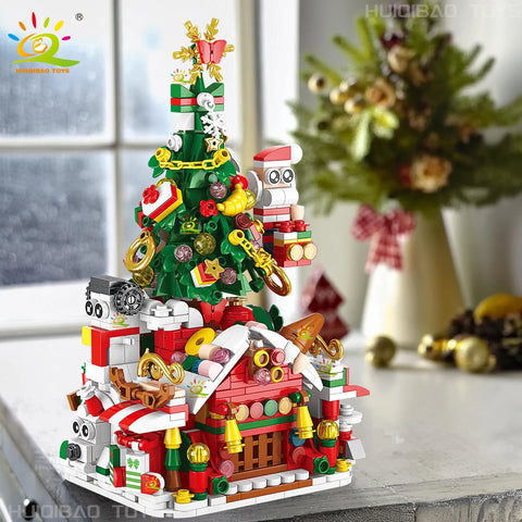 Christmas 8IN1 Santa Claus Tree Model Building Block DIY Elk Snowman Bricks Ornament Toys for Children Adult Gift