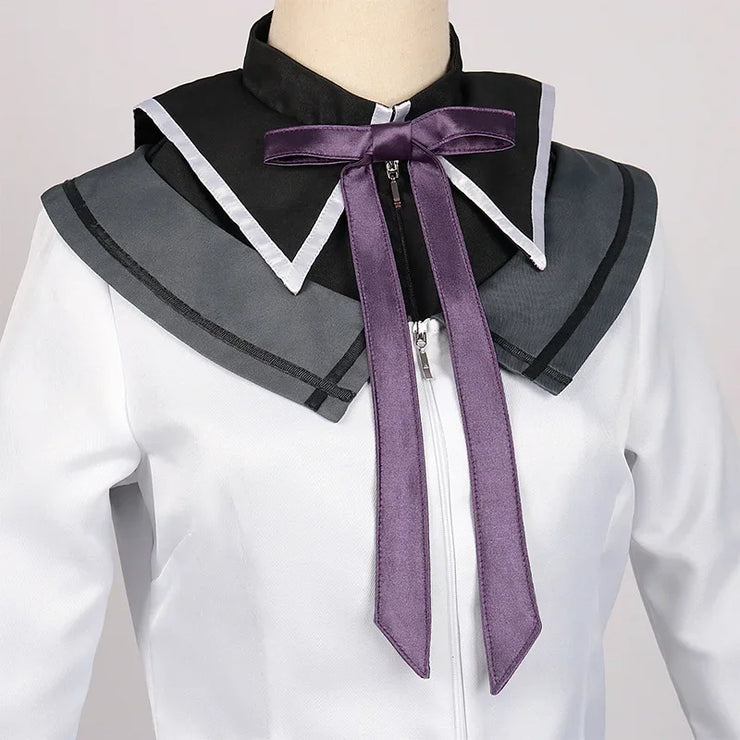 Akemi Homura Cosplay Costume – Puella Magi Madoka Magica Combat Dress with Bow, Wig, and Uniform for Halloween or Party Events