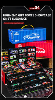 48-Piece Mini Racing Car Set with Play Map & 4-Level Garage – Gift Box Edition for Kids