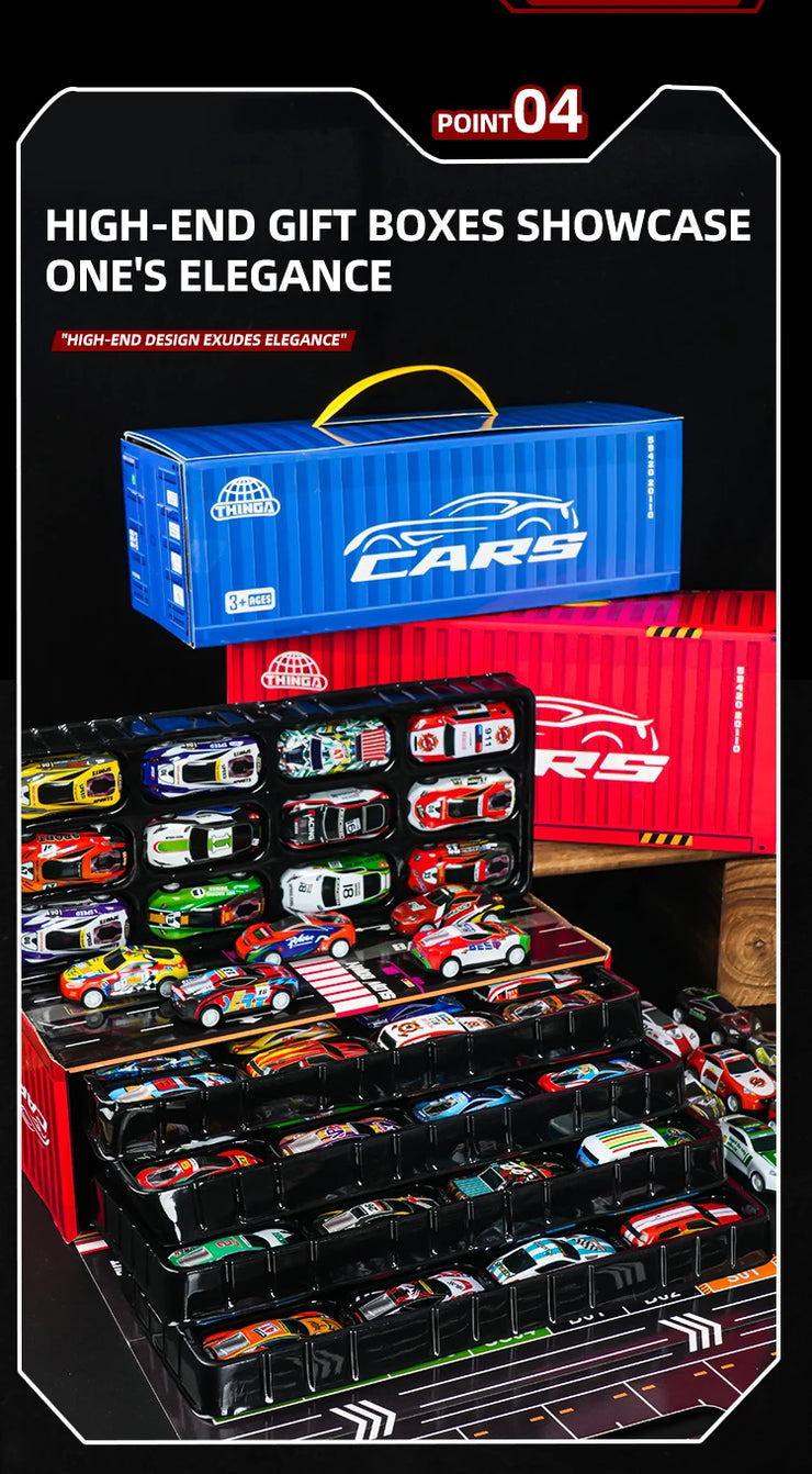 48-Piece Mini Racing Car Set with Play Map & 4-Level Garage – Gift Box Edition for Kids