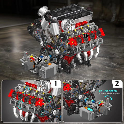 Engine Building Blocks Model Series Technical STEM Toys Moc Tank V8 Engine Supercar W16 Bricks Assembly Toy Set Kids Adults Gift