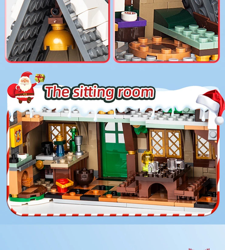 766pcs Christmas Cottage Building Toys Building Block Brick Set Kids Christmas Gift